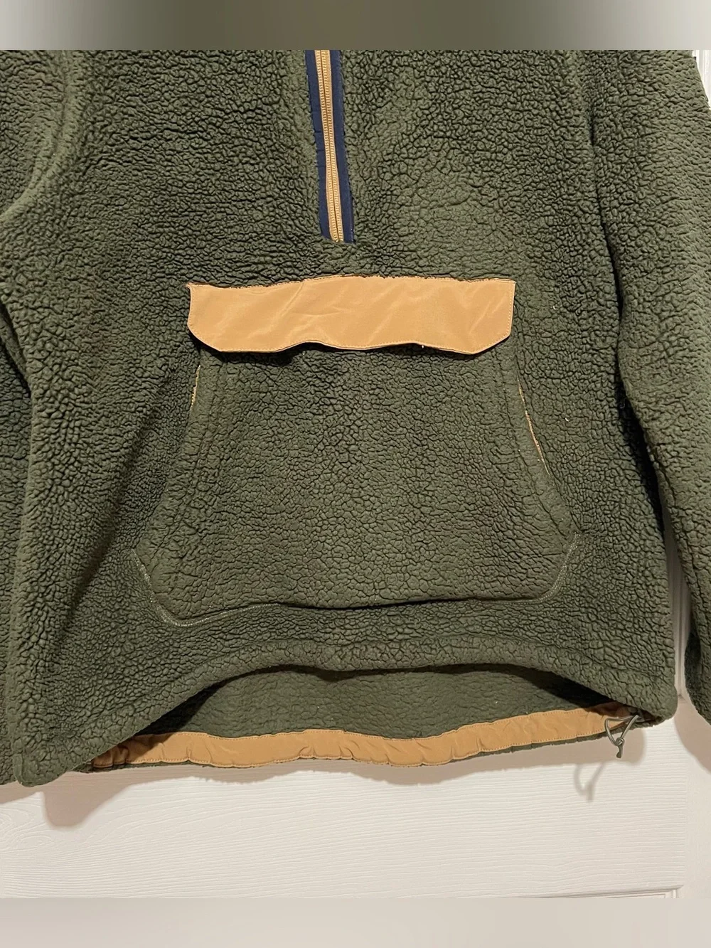 💗 The North Face - Men’s Olive Green Sherpa Puffer Hoodie with Tan Trim